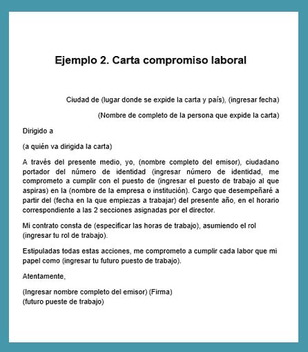 Carta De Compromiso Laboral Ejemplos Descargables