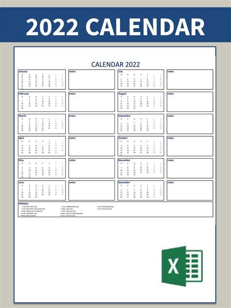Download 2022 Calendar With Holidays Excel Pics All In Here