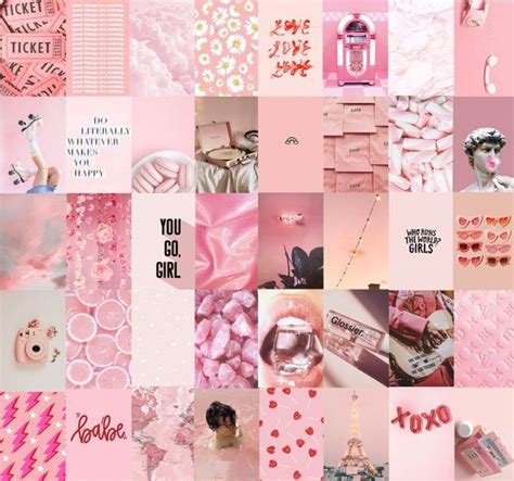 Brighten Up Any Room With The Aesthetic Peachy Pink Wall Collage Kit