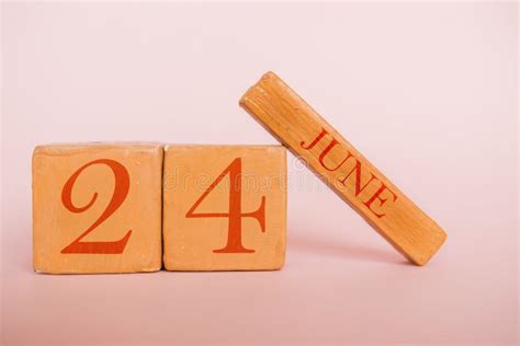 June 24th Day 24 Of Month Handmade Wood Calendar On Modern Color