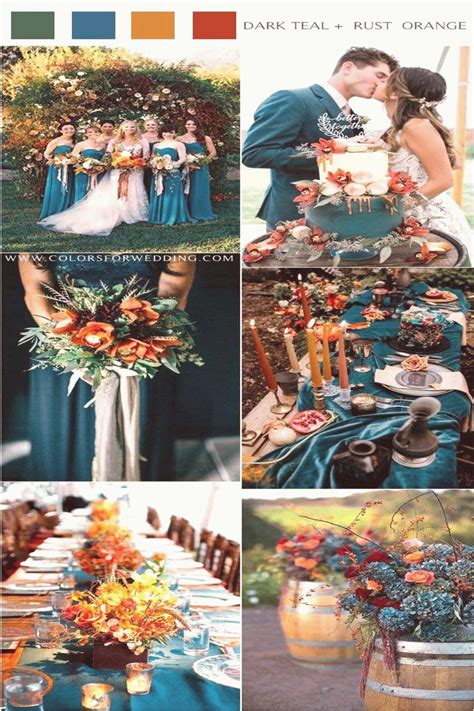 20 Dark Teal And Rust Orange Wedding Color Ideas For Fall Dark Teal And