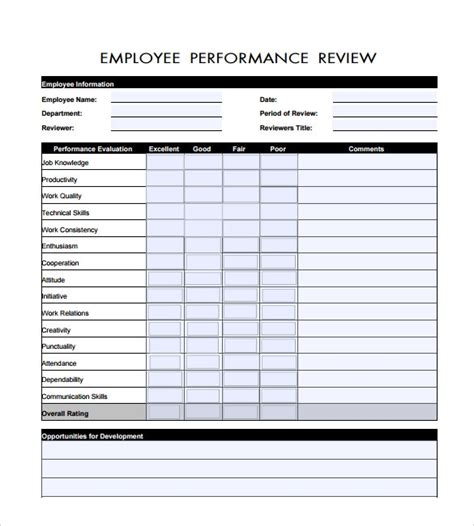 sample employee review template  documents   word