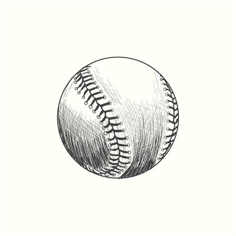 Baseball Softball Vector Illustration In Black Detailed Vintage Style