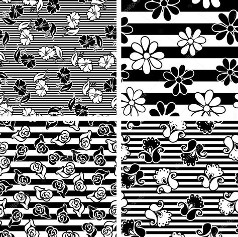 Vector Set With Monochrome Seamless Floral Patterns Vector Backgrounds