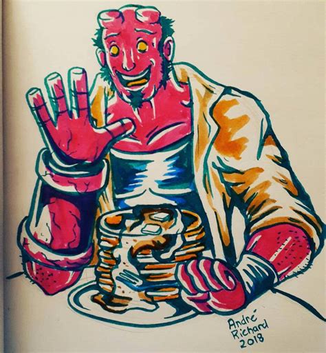 Hellboy And Pancakes By Andrepaploo On Deviantart