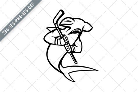 Hammerhead Shark With Ice Hockey Stick Graphic By Patrimonio · Creative