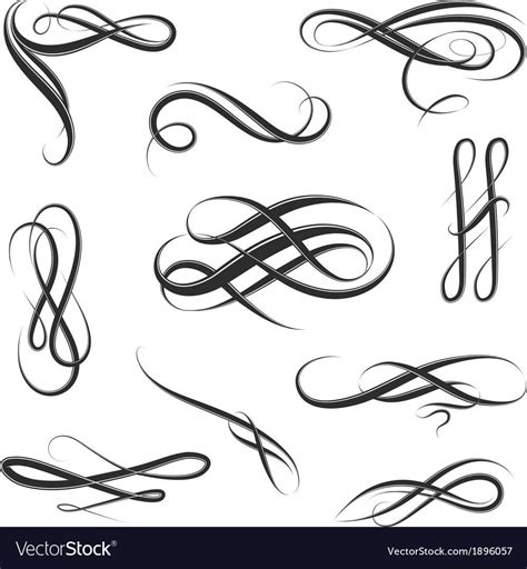 Calligraphic Elements Royalty Free Vector Image Pinstriping Designs