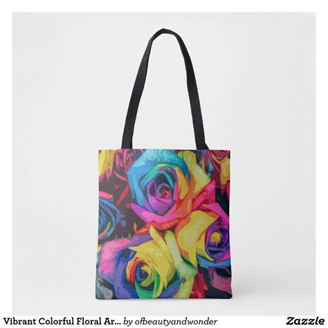 Vibrant Colorful Floral Artwork Tote Bag Tote Bag Bags Tote