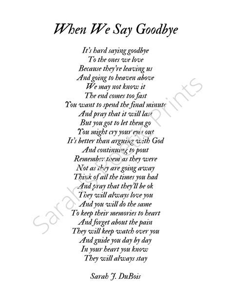 Poem Digital Print When We Say Goodbye | Etsy