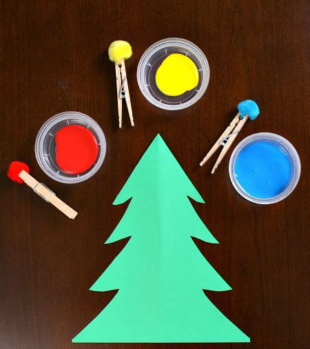 Pom Pom Painting Christmas Tree Craft For Toddlers