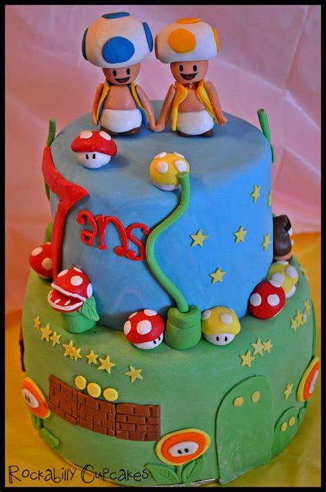 Help mario collect the ingredients he needs to bake some delicious cupcakes in stages full of deadly traps! Mario Bros. and toads cake - by Rockabilly Cupcakes ...