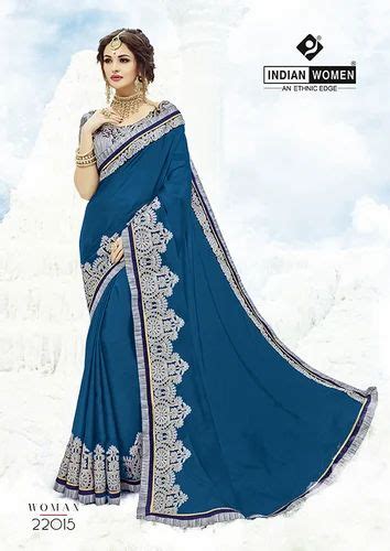 Indian Women Teal Blue Twill Georgette Sarees At Rs 1080piece Saroli