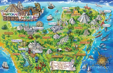 Yucatan Map Illustration By Maria Rabinky Mexico Map Illustrated Map