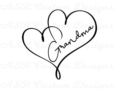 Grandma with hearts SVG PNG Cricut files Cuttables | Etsy