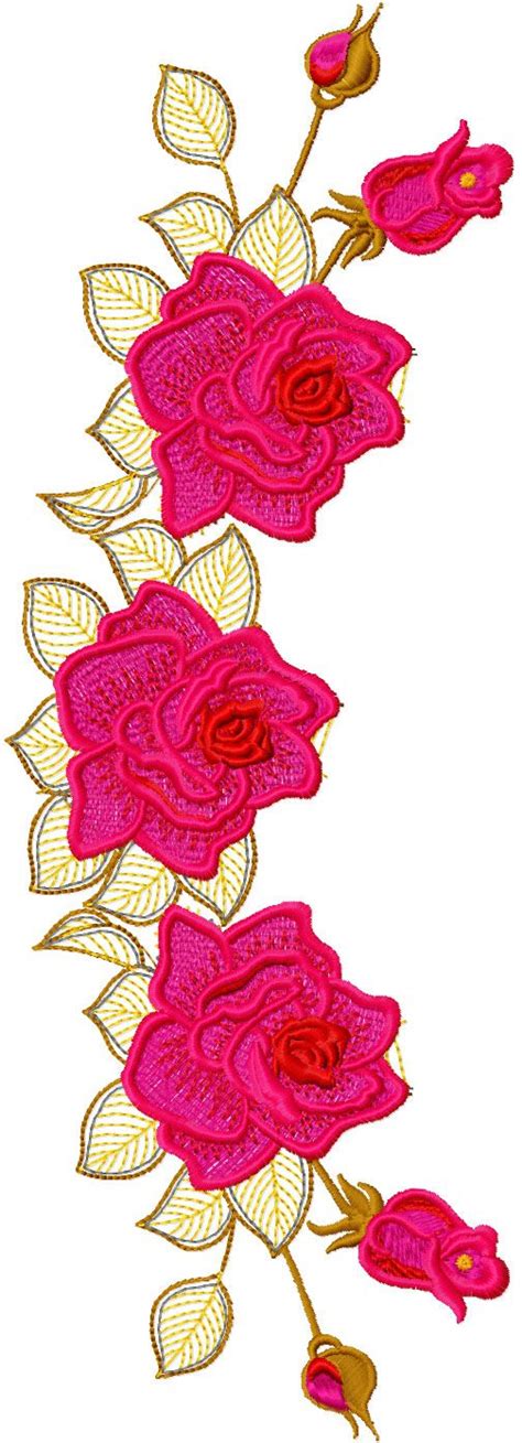 Embroidery colorful pattern with floral ornament little bird on branch and flying blue butterflies on black background flat vector illustration. rose-decoration-free-embroidery-design | Machine ...
