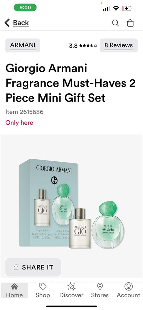Giorgio Armani Fragrance Must Haves 2 Piece Mini T Set For Sale In