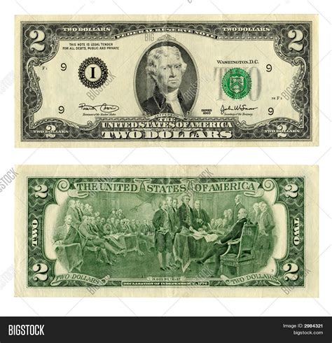 Front Back United States Two Dollar Image And Photo Bigstock