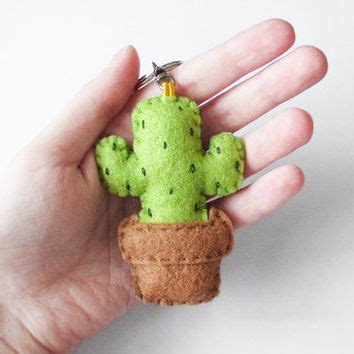 Insert the part of cactus 2. Felt cactus keychain, stuffed succulent plush keyring ...