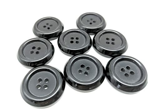 Set Of 8 Large Black Plastic Buttons 30mm Etsy