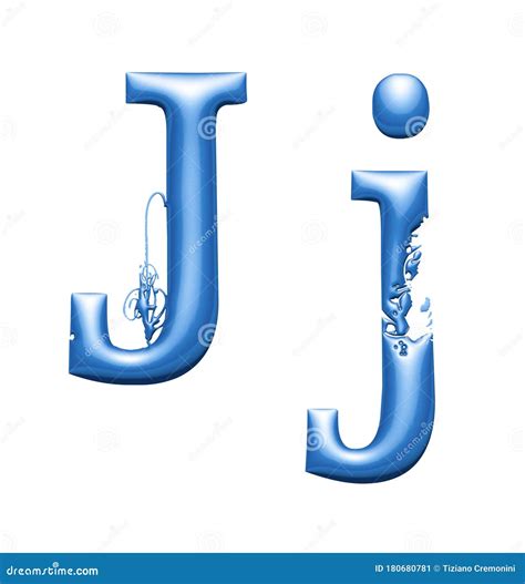 D Alphabet Blue Metallic Letter J D Illustration Fonts Stock Illustration Illustration Of