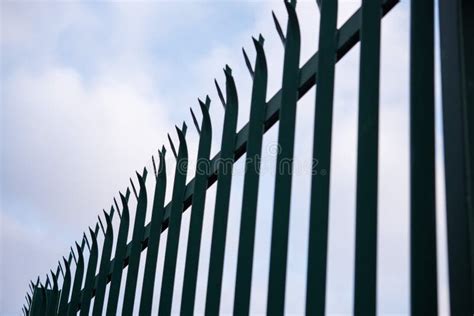Metal Anti Climbing Fence With Spikes On Top Secure Perimeter Of