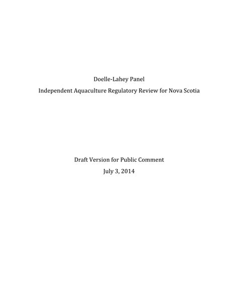 (PDF) Doelle-­‐Lahey Panel Independent Aquaculture Regulatory Review for Nova Scotia Draft ...