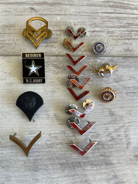 Vintage Us Army Sergeant Pins Bars Masonic Pins S Gem