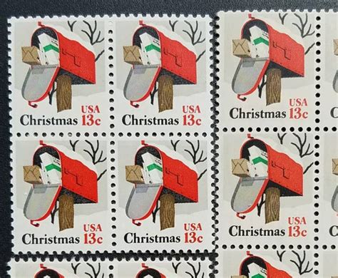 Five 5 Vintage Christmas Postage Stamps Christmas Mailbox Etsy