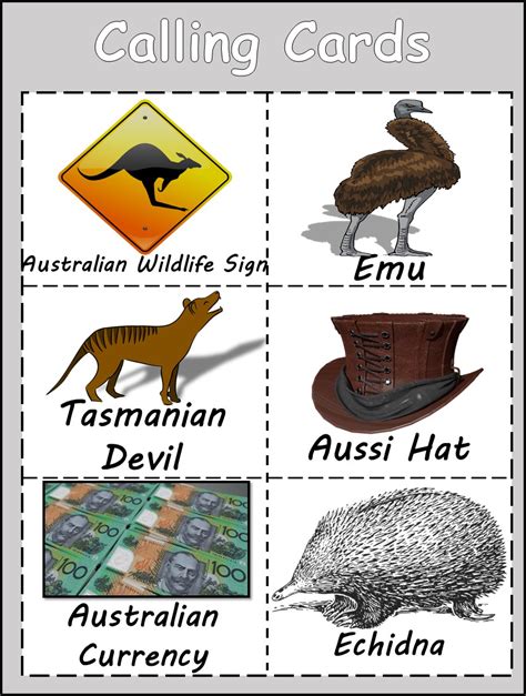 Australia Day Bingo Game With Calling Cardsaussie Wildlife Bingo