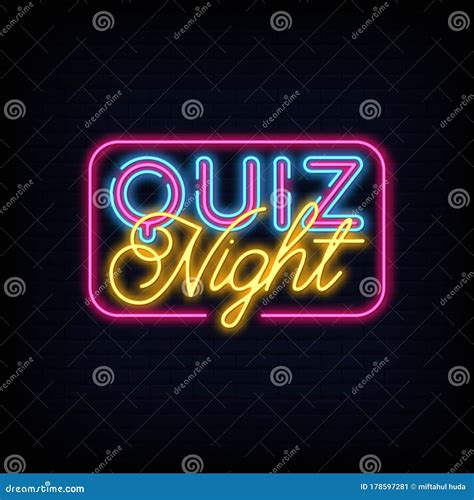 Quiz Night Neon Signs Style Text Vector Stock Vector Illustration Of