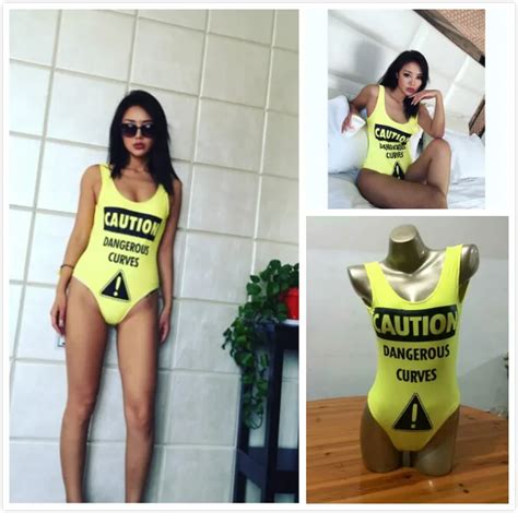 Caution Dangerous Curves One Piece Swimsuit Swimwear 2016 New Sexy