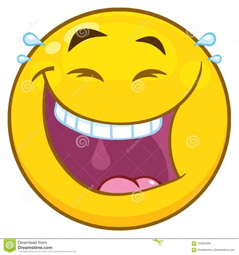 Happy Yellow Cartoon Emoji Face Character With Laughing