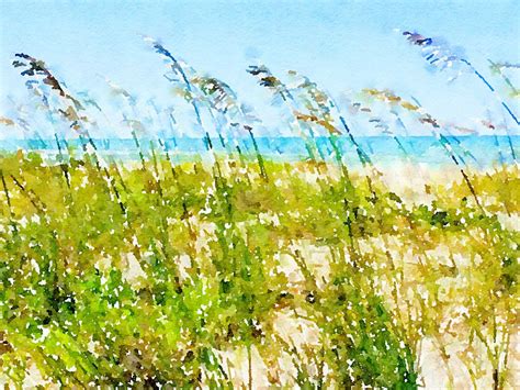 Beach Seagrass Watercolor Digital Download Print Etsy België