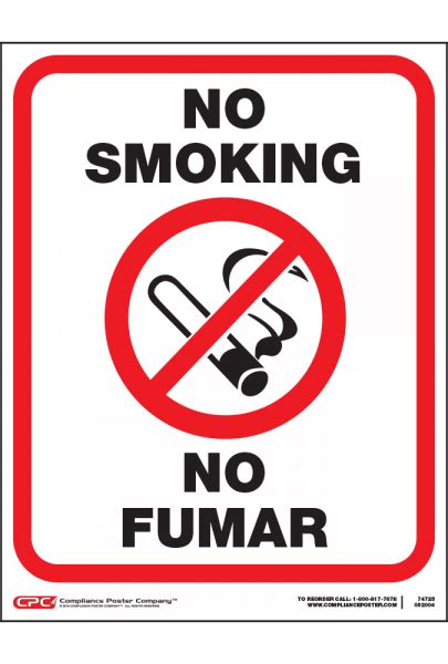 Federal No Smoking Poster | Bilingual No Smoking Poster | No Smoking Sign for Business or Workplace