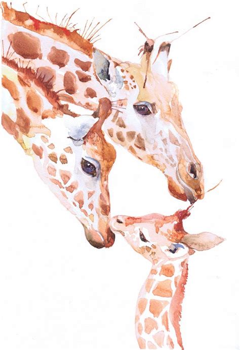 Giraffe Nursery Wall Art Set Of 3 Prints Watercolor Painting Safari