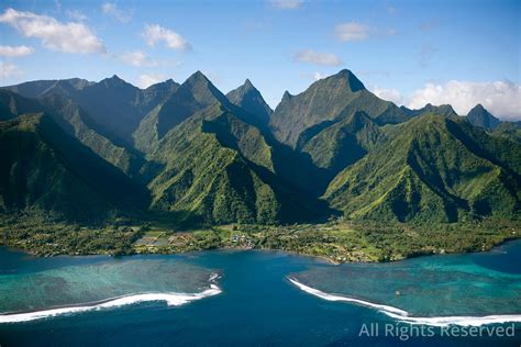 Overflightstock™ Mountains On Tahiti Tropical Islands Of French