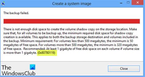 Fix The Backup Failed 0x80780119 Error On Windows 10