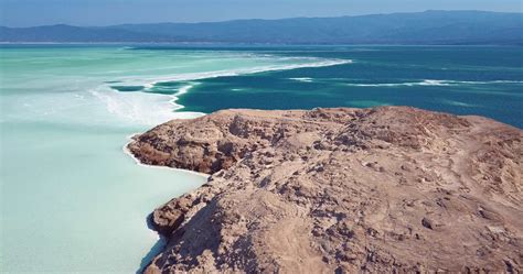 Aerial View To The Saline Lake Assal In Tadjoura Region Djibouti 9593936 Stock Video At Vecteezy