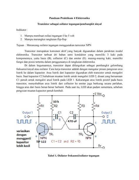 Listrik Panduan Praktikum 4 Elektronika Transistor Sebagai Osilator