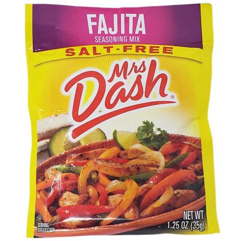 Enhance the flavor of chicken, beef, vegetables and your favorite sauces, soups and salads without adding salt Mrs Dash Salt-Free Fajita Seasoning Mix- 1.25oz. - Healthy ...