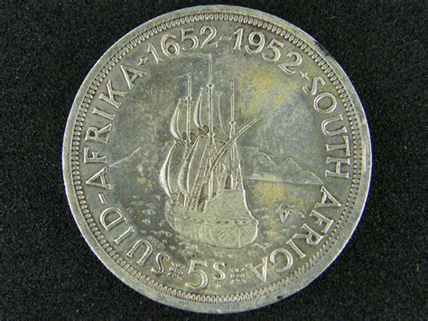 South Africa 1952 5 Shillings Silver Op 1005