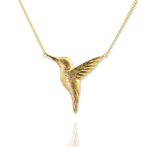 Personalised 9ct Gold Hummingbird Necklace By Jana Reinhardt