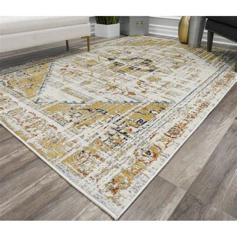 Avenue Ivory/Gold Area Rug (With images) | Area rugs, Rugs, Foyer rug
