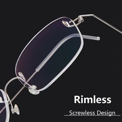 denmark brand rimless eyeglasses square glasses men women light titanium optical prescription