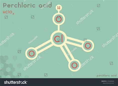 Large Detailed Infographic Molecule Perchloric Acid Stock Vector