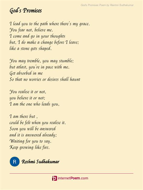 Gods Promises Poem By Reshmi Sudhakumar