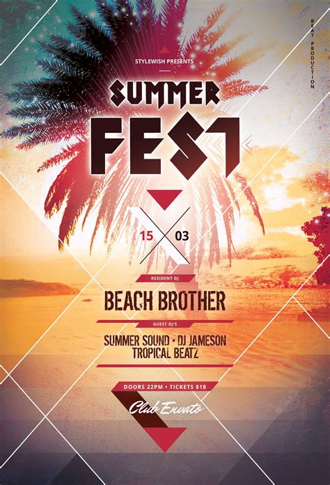 The poster was to be supported by musican, as cancer research charity trust. Summer Fest Flyer Template. Download PSD file - $6 | Pool ...