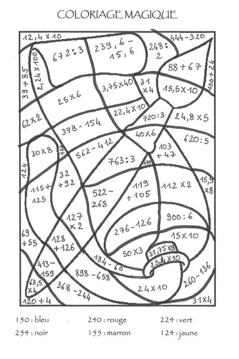 Coloriage Magique Soustraction à Colorier Dessin à Math Activities