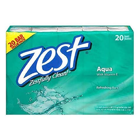 Zest Bar Soap Aqua With Vitamin E 4 Ounce Bars 20 Pack