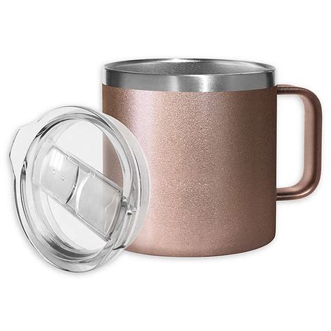 Oggi Stainless Steel Coffee Mug With Lid In Rose Gold Mugs Stainless